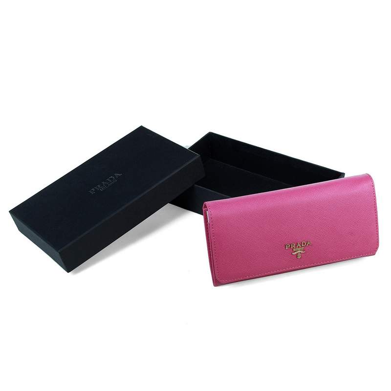 Knockoff Prada Real Leather Wallet 1137 rose red